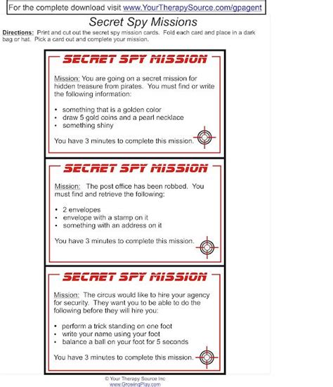 Printable Spy Missions